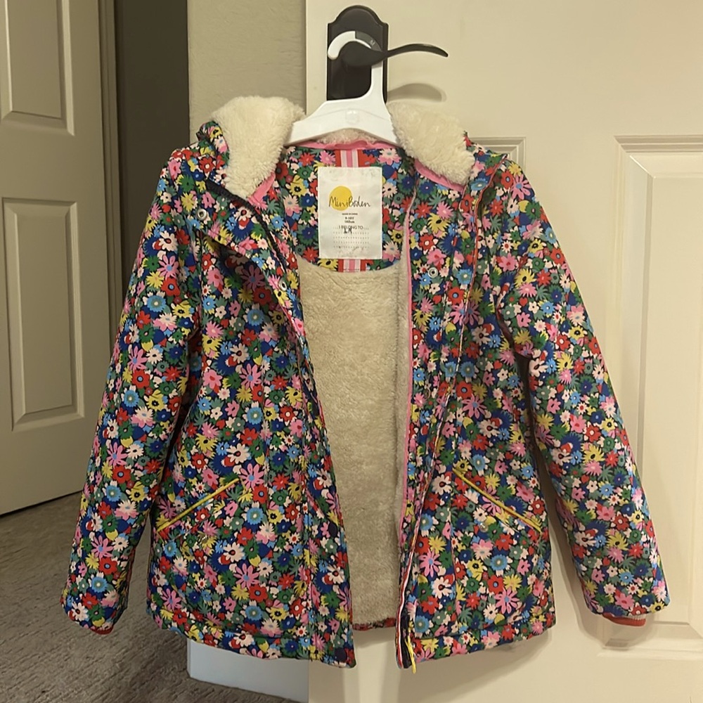 Mini Boden Sherpa lined jacket. Girls size 9-10 years.